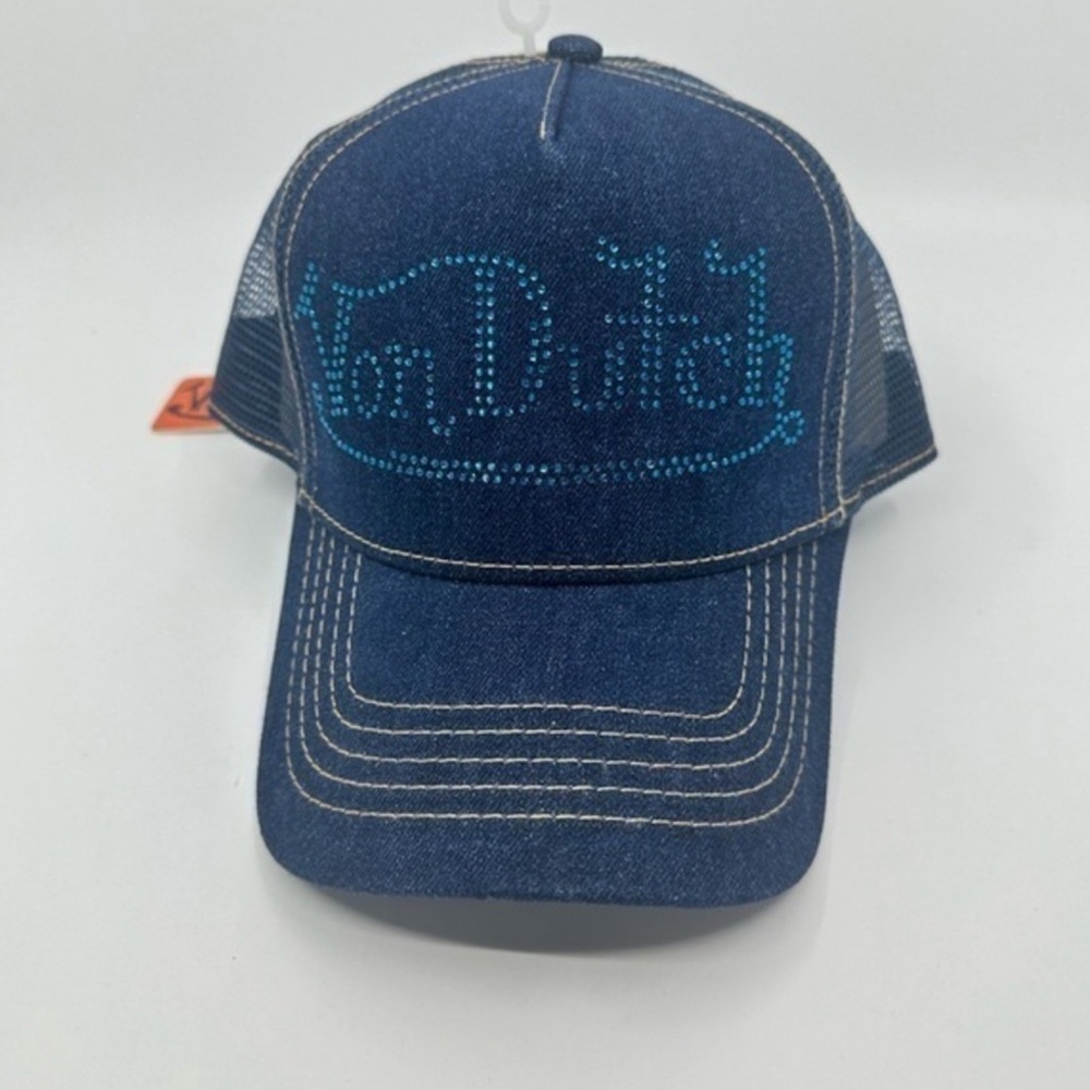 NWT VON DUTCH HAT. Bedazzled denim